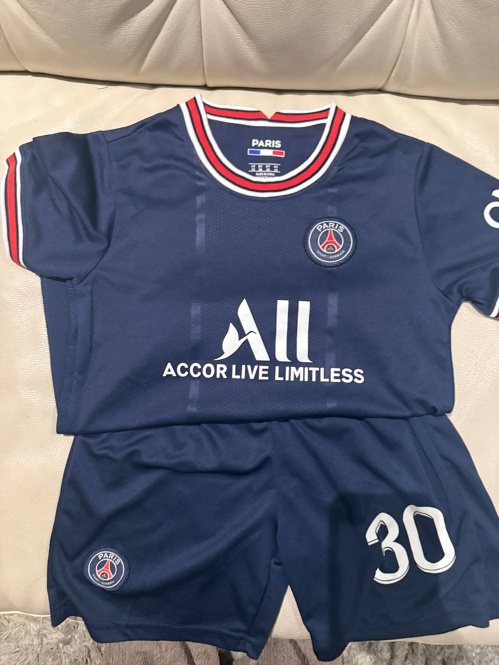 Paris Saint-Germain Kids Navy Blue Soccer Jersey and Shorts Set